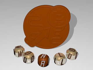 WORLD round text of cubic letters around 3D icon, 3D illustration for background and map