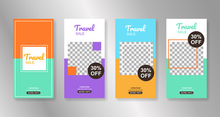 Travel sale social media stories. - Vector.