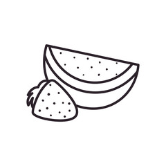watermelon with strawberry line style icon vector design