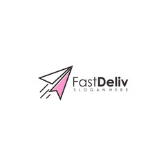abstract paper plane for delivery icon logo design