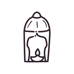 diwali candle with lamp line style icon vector design