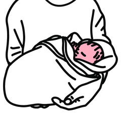 大事に抱っこされている赤ちゃんのイラスト