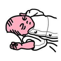 目を閉じて寝ている新生児のイラスト