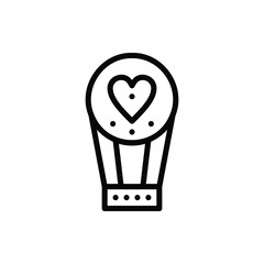 Honeymoon, Hot Balloon Air Icon Logo Vector Isolated. Love and Wedding Icon Set. Editable Stroke and Pixel Perfect.