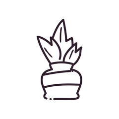 plant inside pot line style icon vector design