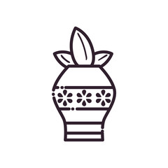 plant inside pot line style icon vector design