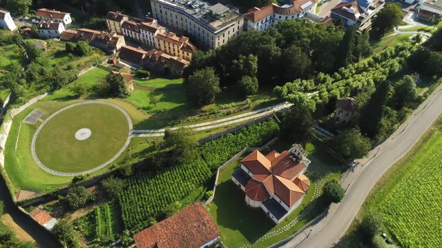 Asturias. Las Caldas, thermal village  of Asturias.Spain. Aerial Drone Footage