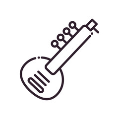 sitar guitar instrument line style icon vector design