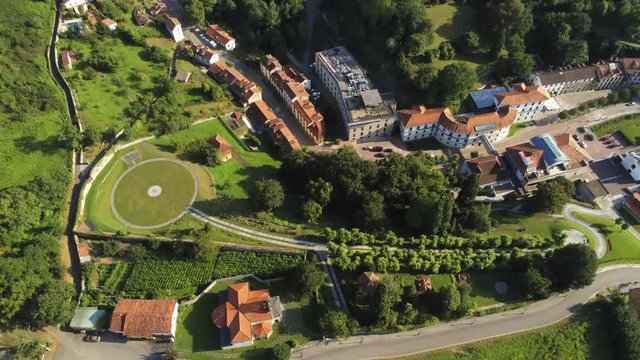 Asturias. Las Caldas, thermal village  of Asturias.Spain. Aerial Drone Footage