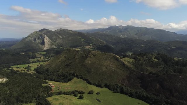 Landscape in Picos de Europa. National Park.  Asturias,Cantabria and Leon. Spain Aerial Drone Footage