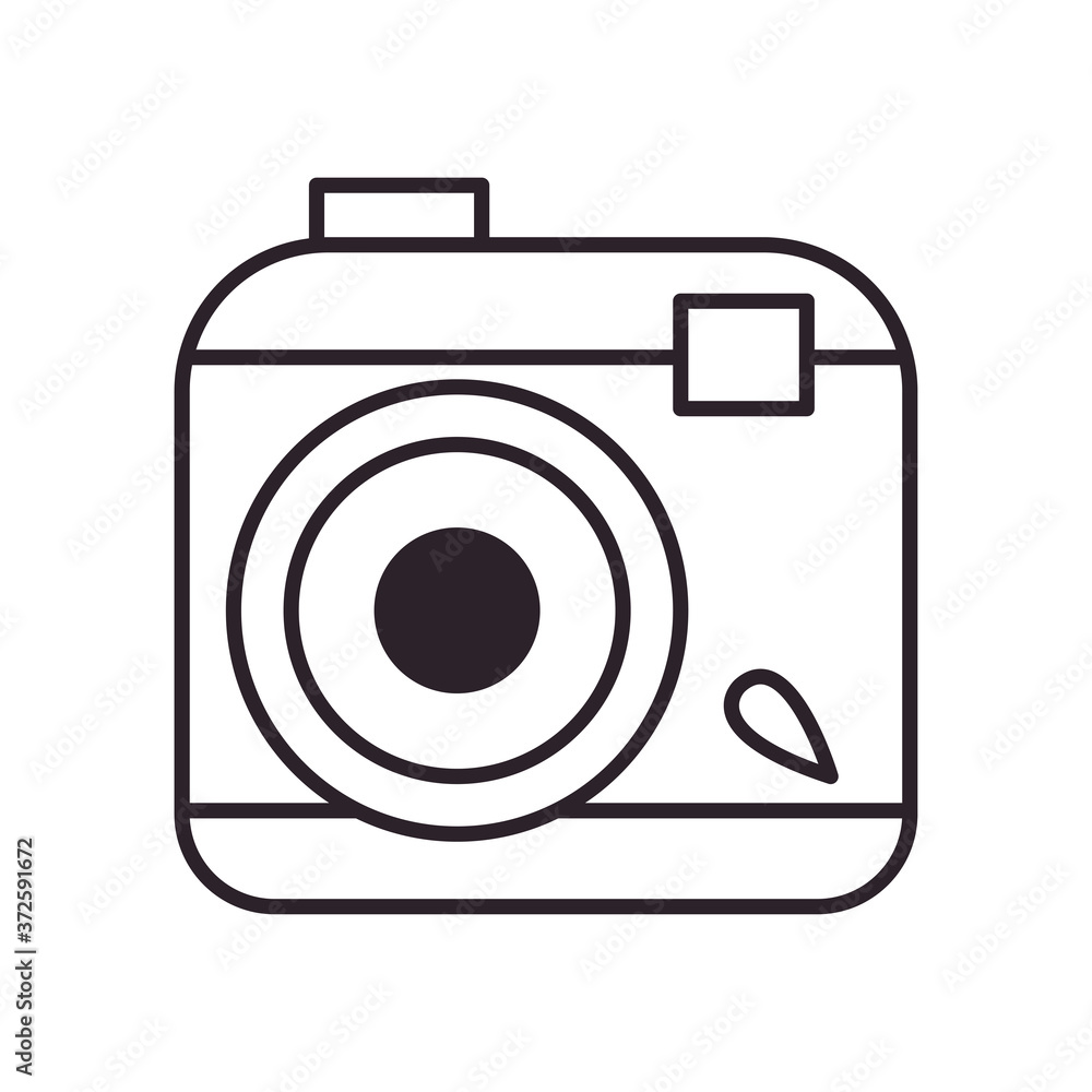 Aufkleber retro instant camera line style icon vector design