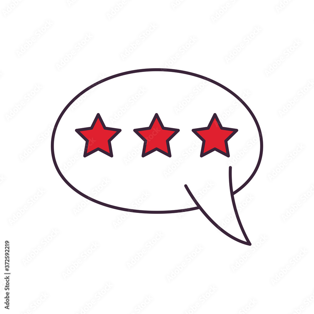 Poster communication bubble with stars line and fill style icon vector design