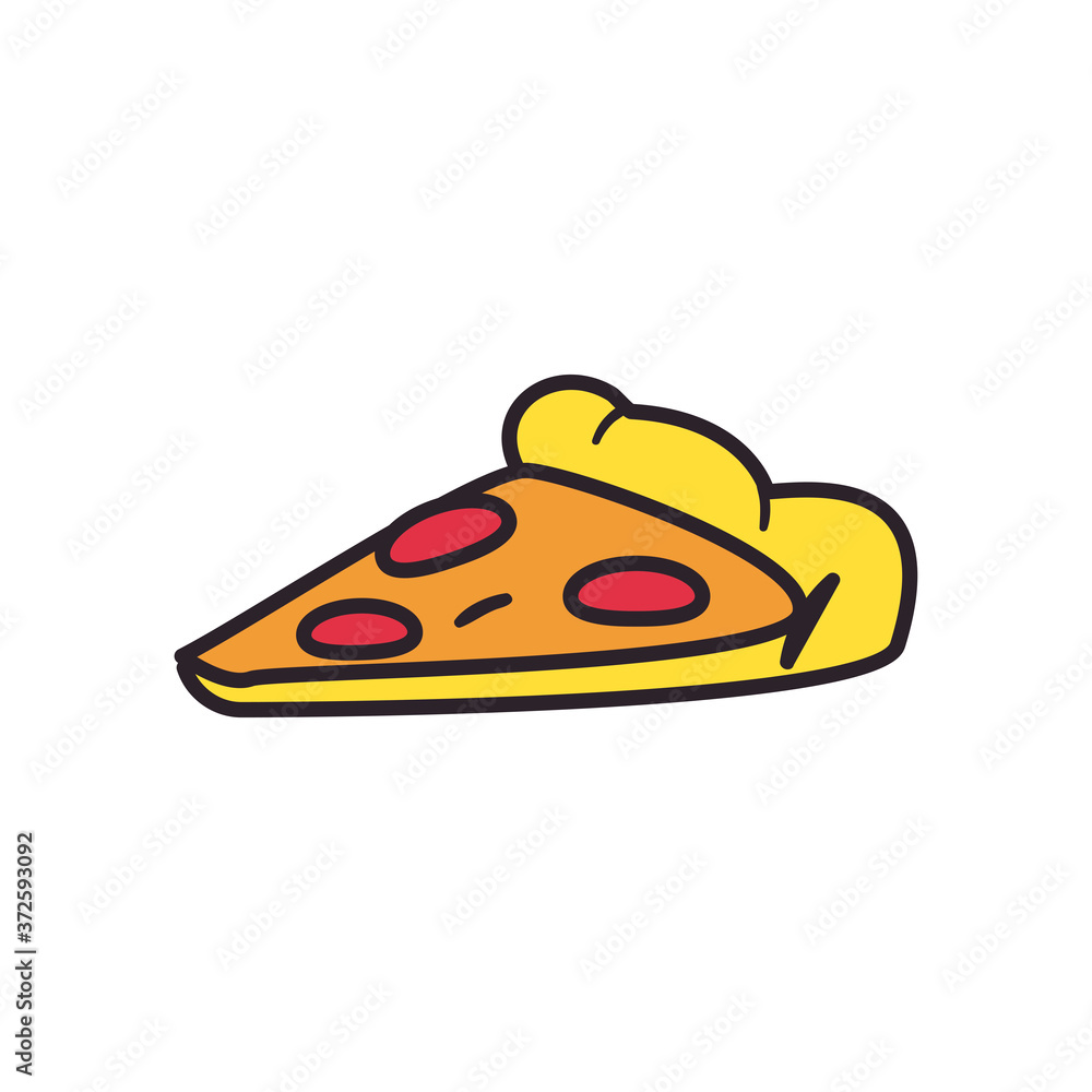 Poster pizza line and fill style icon vector design