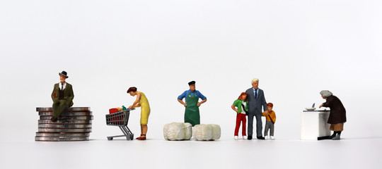 A variety of miniature people. Concepts about various ideas about success.
