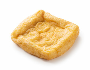 Japanese fried tofu on a white background