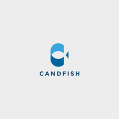 logo letter C fish, modern design concept initial C and Fish.