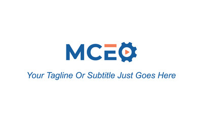 illustration vector graphic logo designs. monogram letters MCEO, combination play button and gear