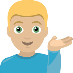 Vector emoticon illustration of a blond man with green eyes