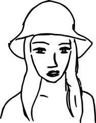 Vector illustration woman with hat