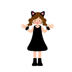 猫耳をつけてコスプレをした女の子