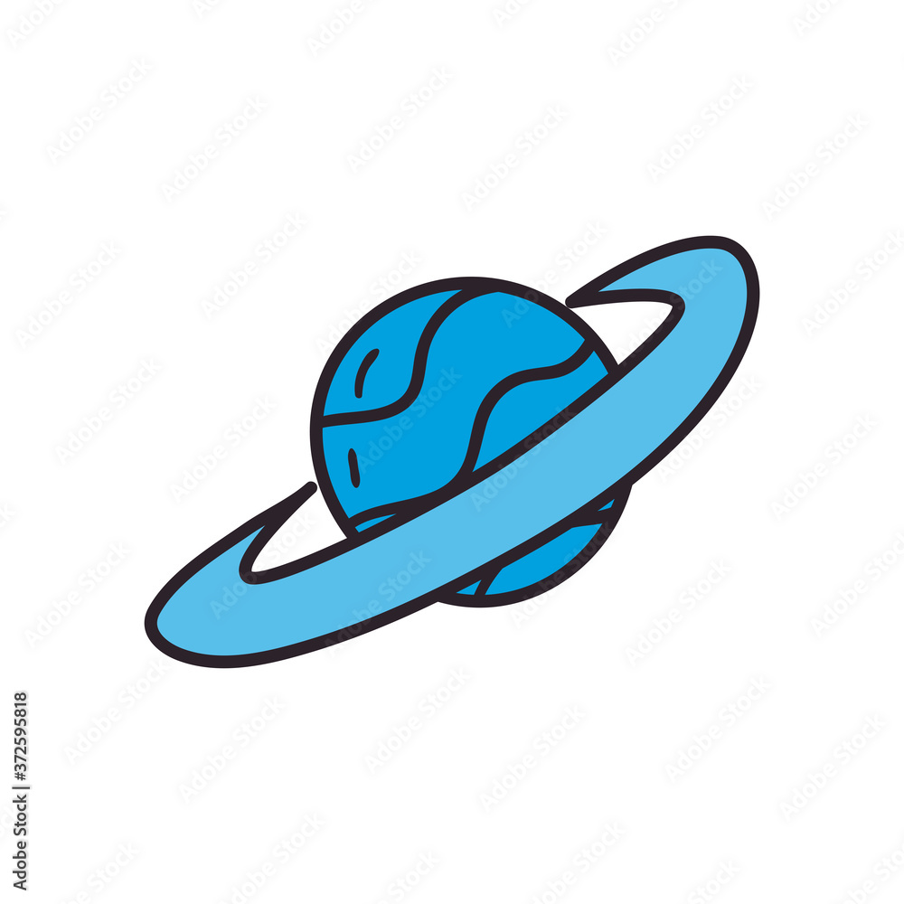 Poster planet line and fill style icon vector design