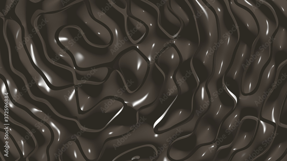 Poster uniform 3d abstract background of simple patterns of black chocolate color with lighting and shadows
