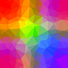 Abstract low poly background. Triangle irregular polygon geometric crystal origami multicolored rainbow spectrum pattern. Vector illustration