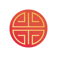 chinese seal stamp gradient style icon vector design