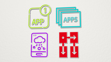 app colorful set of icons, 3D illustration for design and background