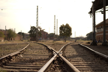 Fototapeta na wymiar railroad tracks crossing