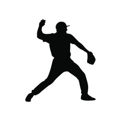 man play baseball silhouette vector