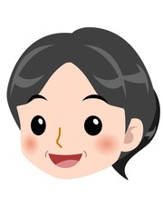 ピンクの服を着た中年女性