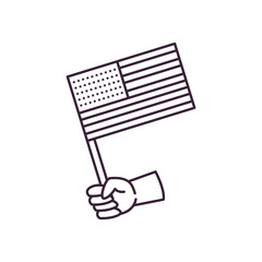 hand holding usa flag line style icon vector design