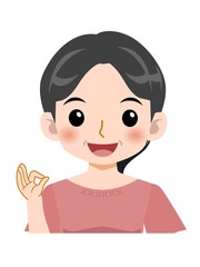ピンクのTシャツを着た中年の女性