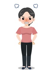 ピンクのTシャツを着た中年の女性