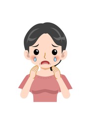 ピンクのTシャツを着た中年の女性