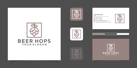 beer hops luxury line logo and business card