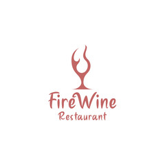 Fire Wine Restaurant Logo Design Vector bar and cafe