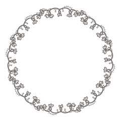 Hand drawn round floral decorative frame
