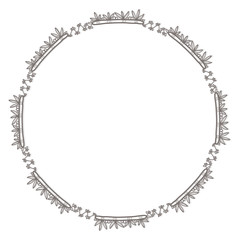 Hand drawn round floral decorative frame