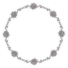 Hand drawn round floral decorative frame