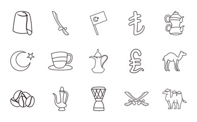 Turkish line style set of icons vector design