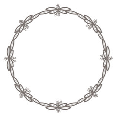 Hand drawn round floral decorative frame