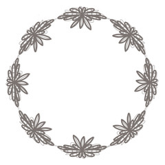 Hand drawn round floral decorative frame