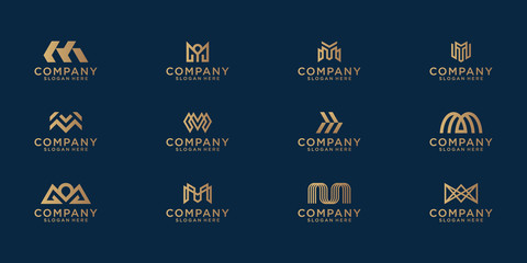 Golden set of creative designs for luxury, elegant business