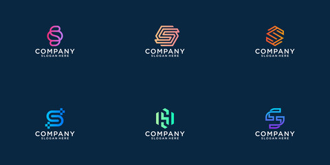 Collection of abstract logo designs. flat minimalist modern for business