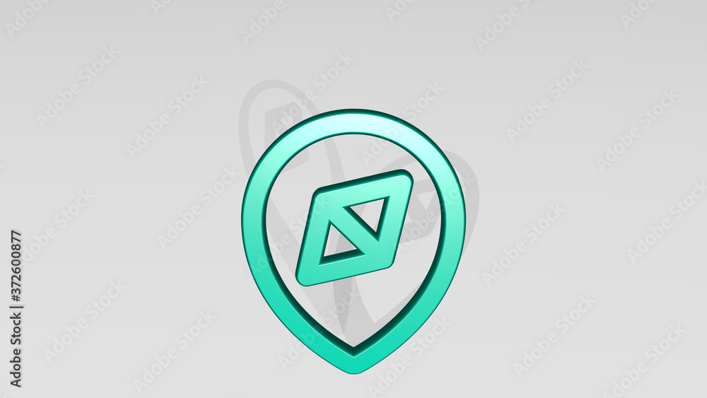 Poster style three pin navigation location 3d icon casting shadow, 3d illustration for background and desig