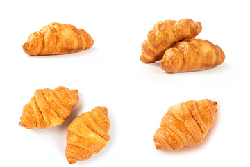  Set of croissant isolated on white background