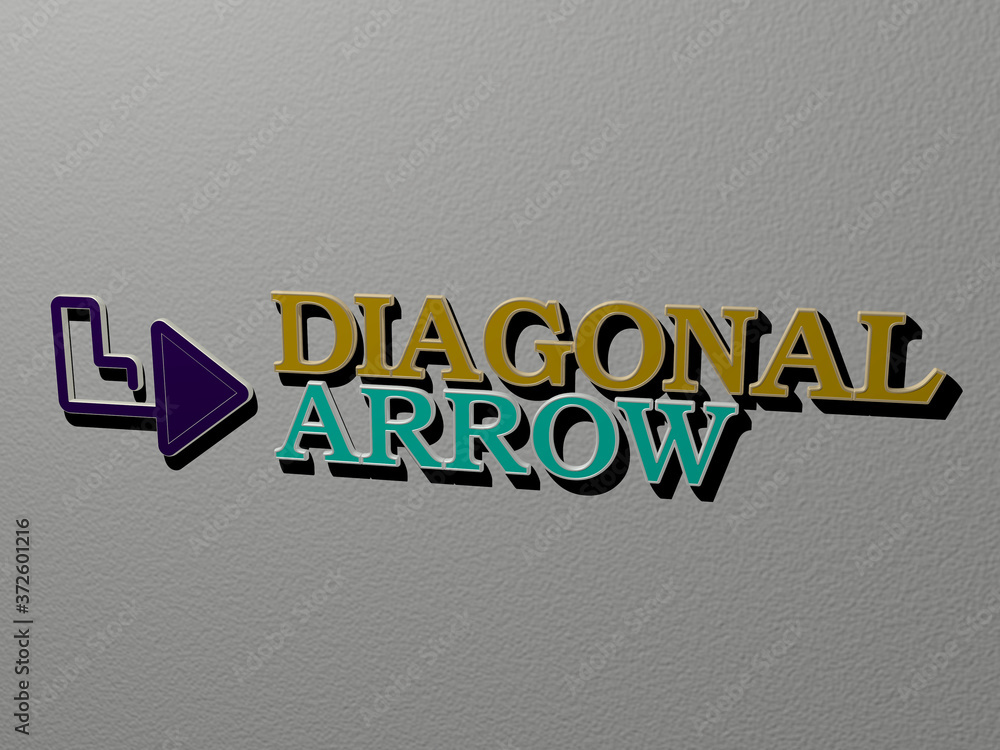 Poster 3d illustration of diagonal arrow graphics and text made by metallic dice letters for the related me