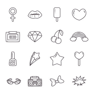 pop art line style icons collection vector design
